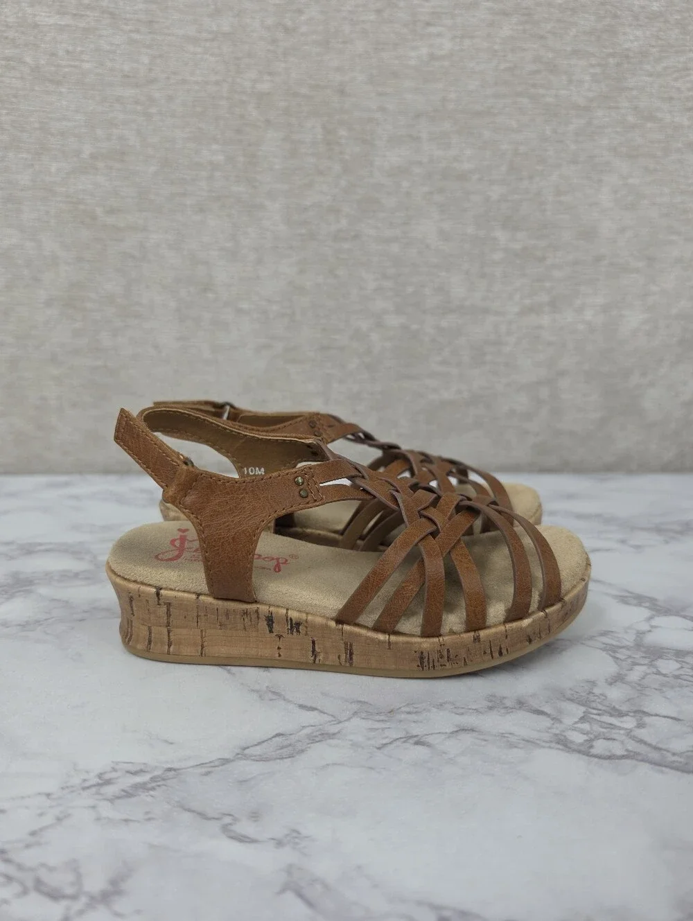 Jellypop Brown Faux Cork Wedge Sandals Toddler Girls Size 10